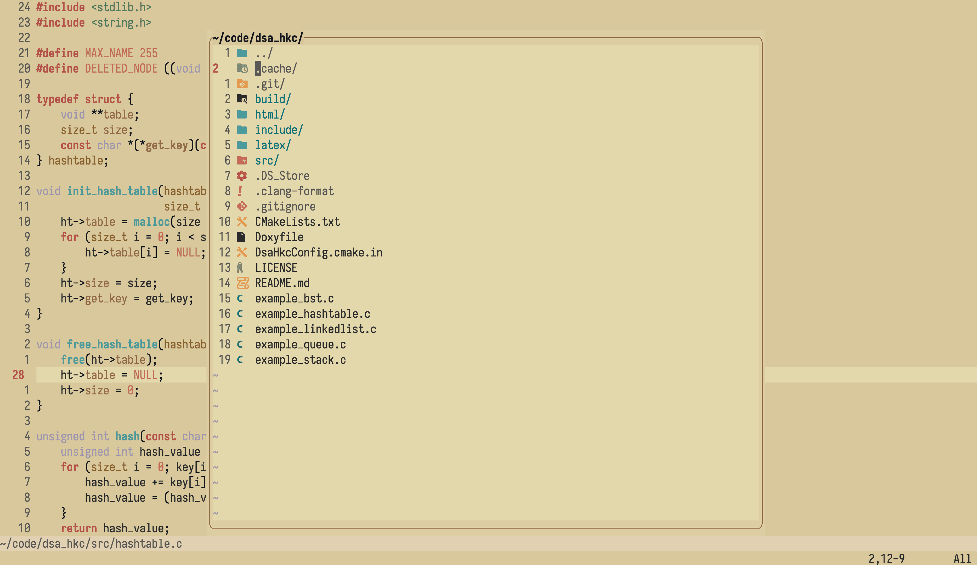 O colorscheme pigment.nvim renderizando o oil.nvim